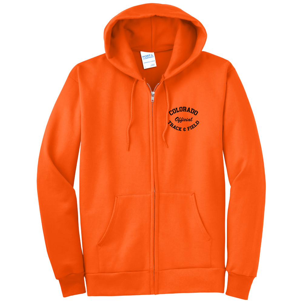 Port & Company Full-Zip Hooded Sweatshirt - 50/50 Cotton/Poly Fleece, Pouch Pockets - View #3